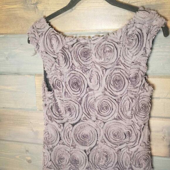 Adrianna‎ Papell neutral raw edge rosette sleeveless sheath dress womans … - Picture 3 of 13